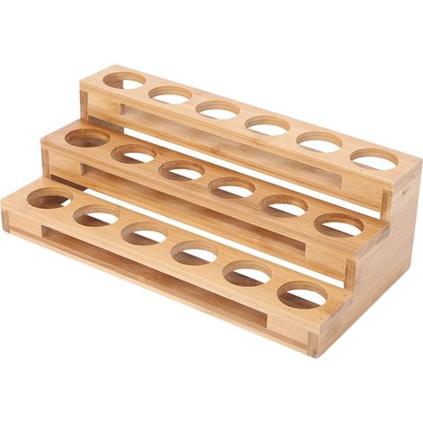 Présentoir à flacons d'huiles essentielles en bambou, diamètre des trous : 35 mm support et boîte de rangement pour huiles essentielles (1/5)