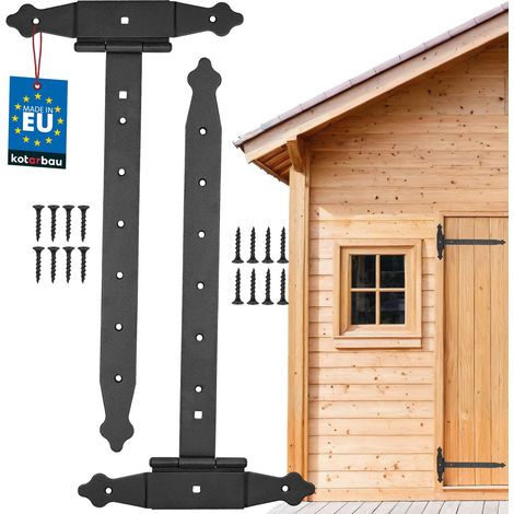 Lot de 2 pentes croisées 400 mm - Ruban de magasin - Plaque de construction - Ferrure de porte - Raccord en bois - Charnière en T - Revêtement par pulvérisation (1/5)