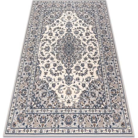 Teppich Wolle NAIN Rahmen Ornament 7335/51935 beige / dunkelblau blue 80x150 cm