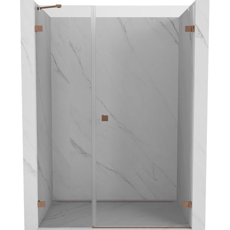 Mexen Lunar-B puerta de ducha abatible derecha 150 cm, transparente, cobre cepillado - 832S-150-050-65-00-P (1/5)