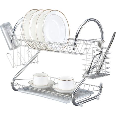 Égouttoir à vaisselle à 2 niveaux, grande capacité, support stable, pour la cuisine domestique (1/5)