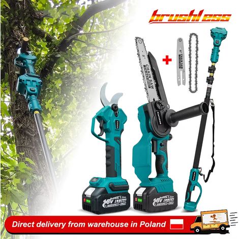 Sécateur Électrique Kamolee Sans Fil 50 mm Sans Balais – Tronçonneuse 6+8 Pouces pour Élagage de Branches Hautes avec Perche 2,5 m, 2x Batteries 5.0Ah (1/5)