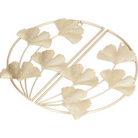 2 Décorations murales métalliques feuilles de Ginkgo dorées, style nordique moderne et épuré, pour embellir votre intérieur. (1/5)