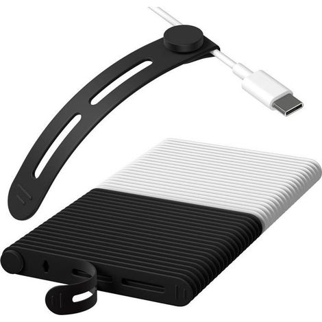 Lot de 40 attaches de câble en silicone noir et blanc, réutilisables et réglables, avec étiquettes pour une organisation facile. (1/5)