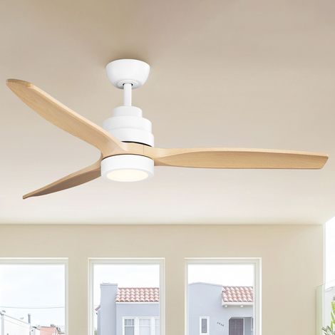 Parrot Uncle Deckenventilator mit Fernbedienung Ø132 cm, 3 Flügel in heller Holzoptik, leiser DC-Motor, 24 W LED, dimmbar, 6 Geschwindigkeiten, Sommer-/Winterfunktion