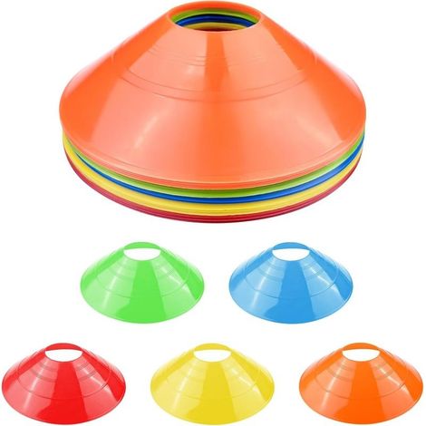 Plots de Marquage pour Football Cône, 5 Couleurs Plots Sport avec Sac en Filet, Sangle à Boucle Fixe, Disques d'Entraînement, Cones de Sport pour Délimitation Entraînement Football (1/5)