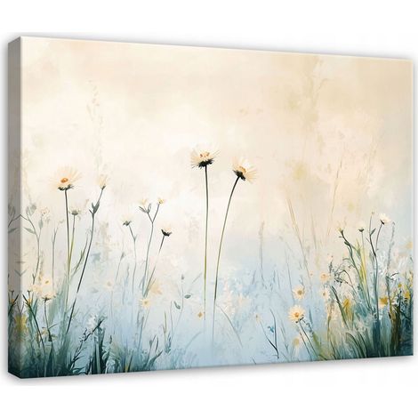 tableau champ de fleurs moderne pour chambre salon cuisine sur toile 120x80 (1/3)