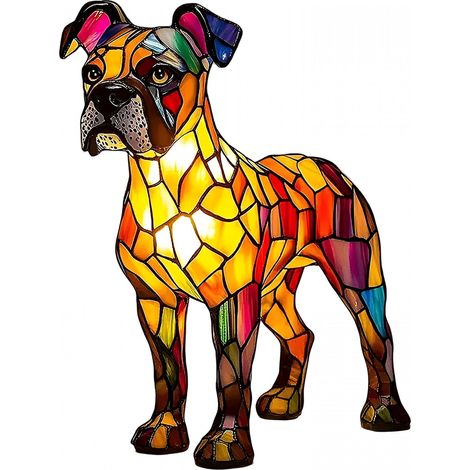 Lampe Nuit Chien Boxer - Résine Colorée - Lumière Chaude - Décoration Intérieure - 15 cm - 1 Pièce (1/5)