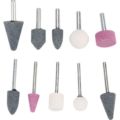 Ortviai Meules de polissage en pierre pour outil rotatif – 10 pièces, tiges 3 mm et 6 mm, diamètres variés (1/5)