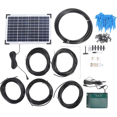 Kit d'irrigation goutte à goutte automatique solaire 18V 10W, système d'arrosage automatique alimenté en silicium polycristallin étanche, pour intérieur et extérieur