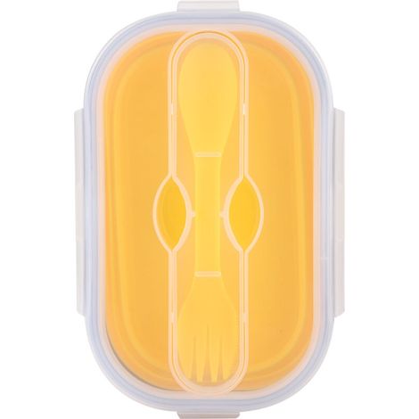 800ml Portable Silicone Folding Lunch Box Bento Boxes Food Container for Outdoor Travel PicnicYellow
