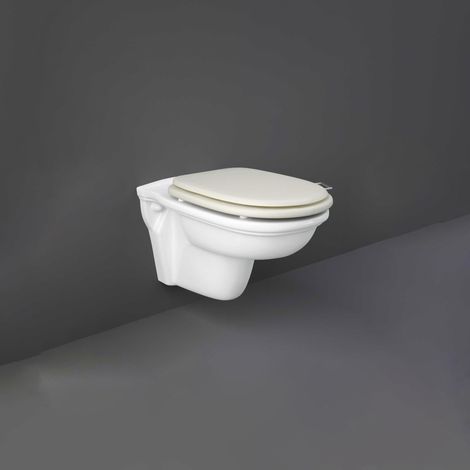 RAK Washington Rimless Wall Hung Toilet (inc Matt Greige Wood Soft Close Seat) (1/4)