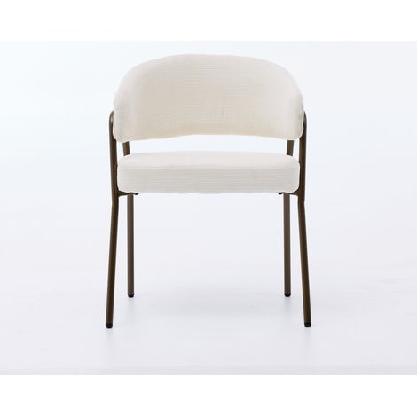 Chaise salle à manger chenille beige accoudoirs rembourrée pieds laiton antique SW1876BG (1/5)