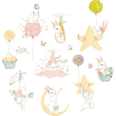 Stickers muraux Rêve de Lune Étoilée (Dimensions : 101 cm x 97 cm) (1/5)
