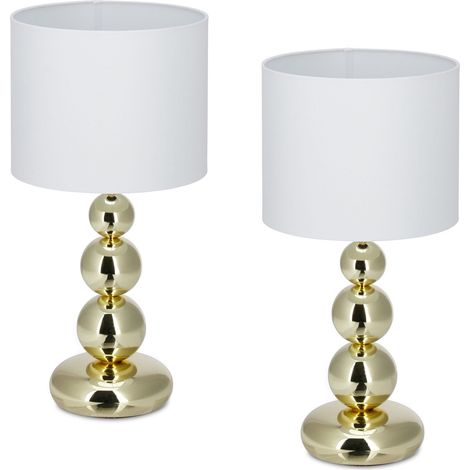Lote de 2 lámparas de mesita de noche modernas de estilo acogedor de 50 x 25 cm de hierro dorado 130017034 (1/5)