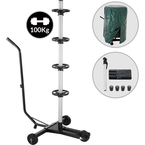 Monzana – Support de pneus mobile pour 4 roues – Housse de protection étanche – Roues en PU – Dimensions 116x53x79 cm – Convient jusqu'à 225 mm
