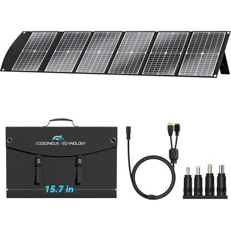 Chargeur de panneau solaire portable pliable 100W Charge rapide avec USB-C PD3.0 USB-A QC3.0 DC 20 V Poids léger avec support pour le camping Power Station générateur solaire téléphone (1/5)