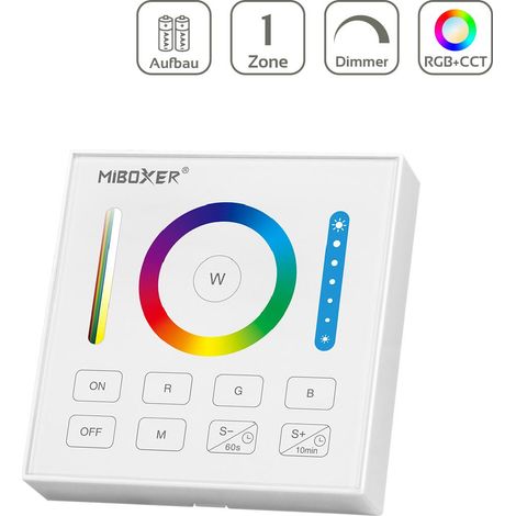 MiBoxer RGB+CCT Wandschalter 1 Kanal Aufbau Dimmen Schalten Farbsteuerung batteriebetrieben B0 (1/5)