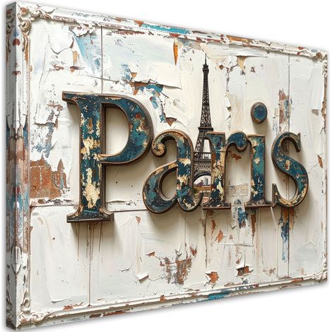 Quadro su tela, Insegna Parigi Shabby Chic, 30x20 (1/5)