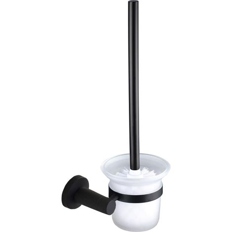 Modern Round Black Matte Toilet Brush and Holder (1/2)