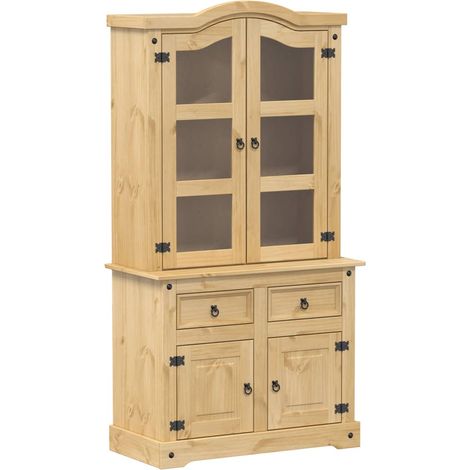 Vitrine en verre Corona 100x48,5x179 cm bois massif de pin (1/5)
