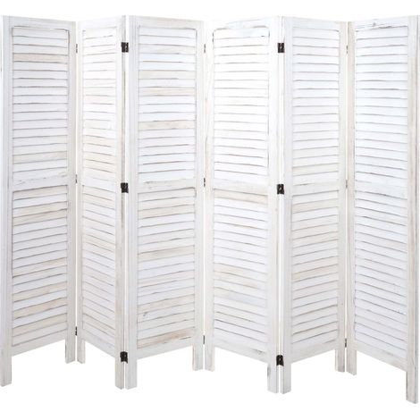 Paravent HHG-531, Trennwand Sichtschutz Raumteiler, Shabby-Look 170x240cm weiß (1/5)