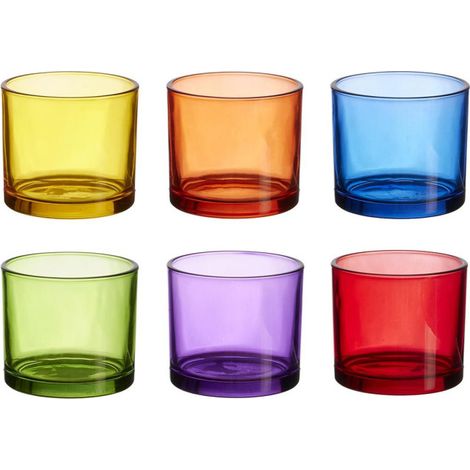 Paris Prix – Lot de 6 verres multicolores 16cl – 100% verre – Dimensions D. 7 x H. 6,2 cm – Design rond pour toutes occasions (1/5)