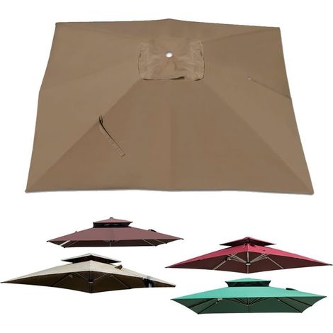 1 - Toile De Rechange - Parasol Carré - Protection UV30+ Et Imperméable - Pour Terrasse Jardin Piscine - Khaki - 250x250cm (1/5)