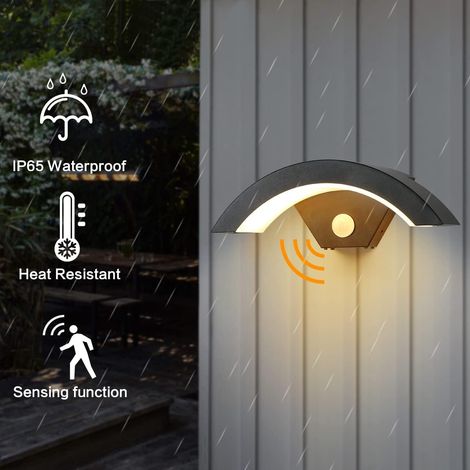 Applique Murale LED Extérieur avec Détecteur de Mouvement, 24W 3000K Blanc Chaud Éclairage Mural D'extérieur Etanche IP65, U Design en Forme Lampe Murale pour Patio Balcon Garage Villa Porche Jardin [ (1/4)
