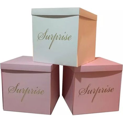 Trade Shop - ÜBERRASCHUNGSBOX 50X50X50CM ZUFÄLLIGE FARBE MYSTERY BOX GOLDDRUCK ÜBERRASCHUNG - (1/3)