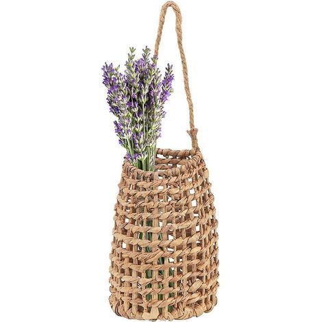 Panier tressé pour porte d'entrée, panier mural suspendu en jacinthe d'eau --- (1/5)
