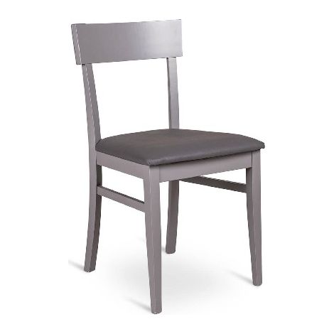 Silla de madera lacada gris oscuro con asiento de similpiel 445xh. 82 cm (1/4)