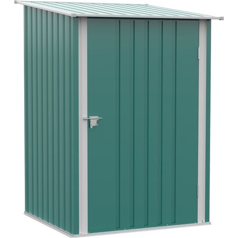 CHICFURN Casetta da giardino in metallo 100x103x160 cm verde, tetto spiovente, porta richiudibile (1/5)