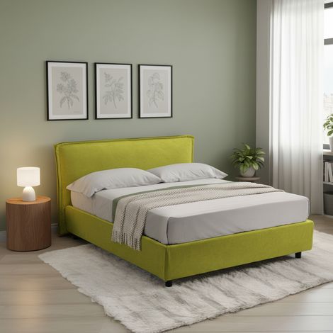 Cama Estilo Francés Brosso, Desenfundable, Con Almacenamiento, Hecho en Italia, Colchón 120x200 cm, Verde (1/5)