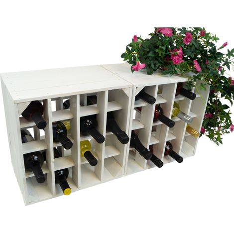 2er Set Weinregal 16er weiss Abstellregal Weingestell Fächer Flaschenregal Weinschrank Flaschenablage (1/5)