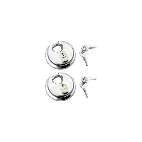 Lot de 2 Cadenas avec Manille en Acier Inoxydable Verrouillage du Disque 2 Clés , Cadenas Extérieur Cadenas Résistant aux Intempéries (1/4)