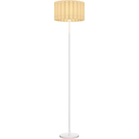 Lámpara de pie retro, pantalla de plástico, interruptor de pie, color blanco