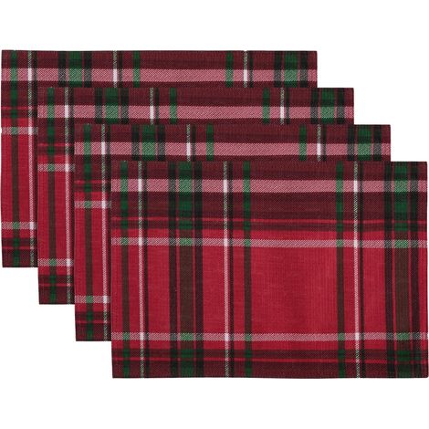 Sets de table de Noël Xiyin, décoration de restaurant à carreaux, fabricant de serviettes de Noël, nappes imprimées en polyester - 30 x 45 cm (lot de 4) - 1