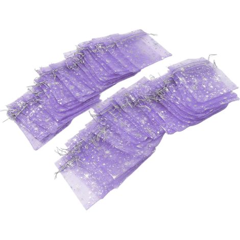 50PCS Drawstring Sheer Mesh Bag Exquisite Star Pattern Transparent Gift Bags for Wedding Church (1/5)