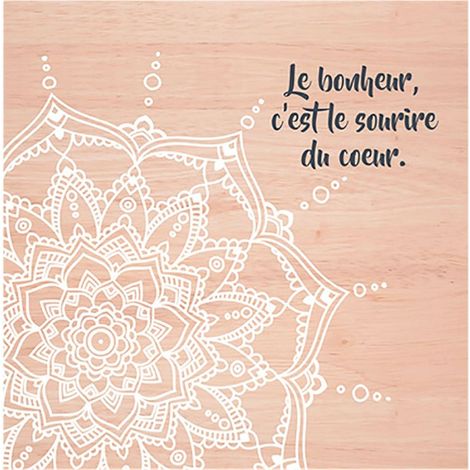 Cadre mandala Le bonheur citation positive 40 x 40 cm