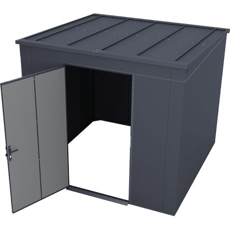 WEKA Gary Metallgerätehaus anthrazit 5,4 m² Gerätehaus aus Metall in Anthrazitgrau, Geräteschrank mit 0,7 mm Wandstärke Gartenhaus