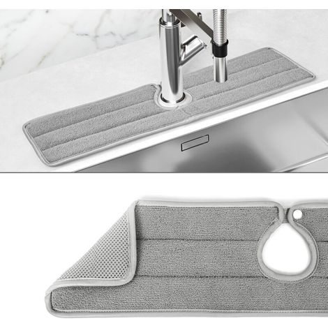 Lntyq – Tapis absorbant pour robinet de cuisine – Protection anti-éclaboussures – Lavable en machine – Séchage rapide – 600 x 145 x 10 mm
