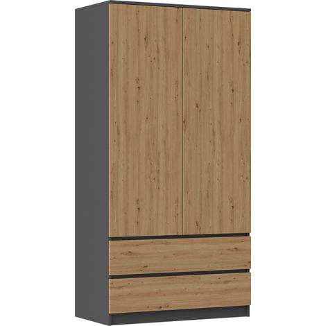 TURIN - Armario de dormitorio de estilo moderno - Armario multifunción - 2 puertas + 2 cajones - Vestidor (1/4)