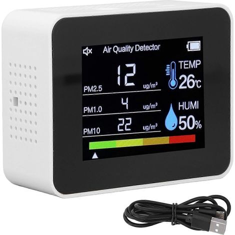 Luftqualitätsmonitor CO2 HCHO TVOC PM2.5 PM1.0 Tester Temperatur- und Feuchtigkeitsdetektor mit Schwerkraftsensor