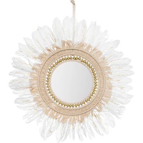 Espejo blanco pluma dorada D 50 cm - Feeric lights & christmas