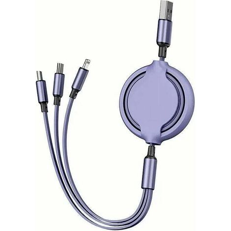 Un à trois câbles de données rétractables pour le chargement (1/4)