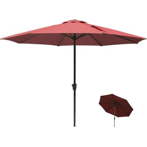 Sombrilla de exterior de 270/300 cm, sombrilla de mesa de mercado, sombrilla parasol, refugio solar con manivela basculante para terraza de jardín, piscina.