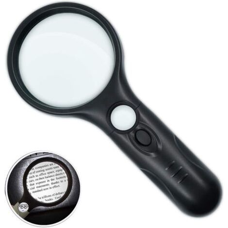 Loupe avec lumière 3X 45X, loupe de lecture éclairée, loupe avec 3 LED, haute clarté et loupe de poche légère pour les seniors, les bijoutiers, les artisans (1/5)
