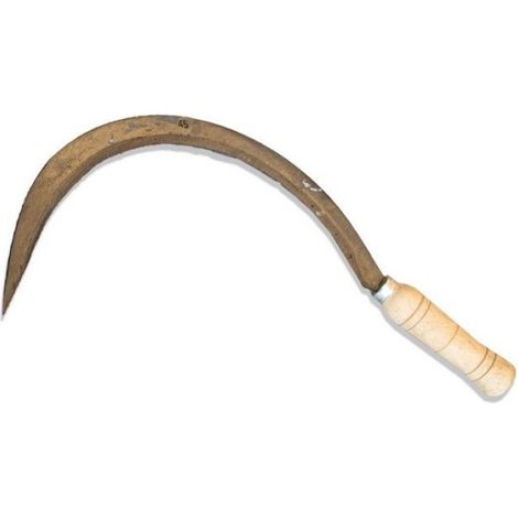 Faucille - 41 cm - Tête Métallique - Poignée Bois Laqué - Outil Tranchant