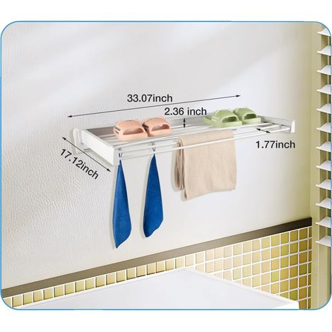 Secadora de ropa mural, plegable y extensible, color blanco. (1/2)